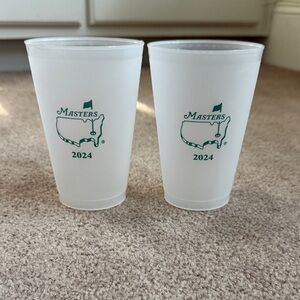 Masters 2024 Frosted Plastic Keepsake Cups with Green Golf Logo - Set of Two